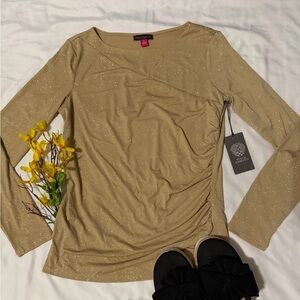 Vince Camuto Sparkling Gold Long Sleeve Top